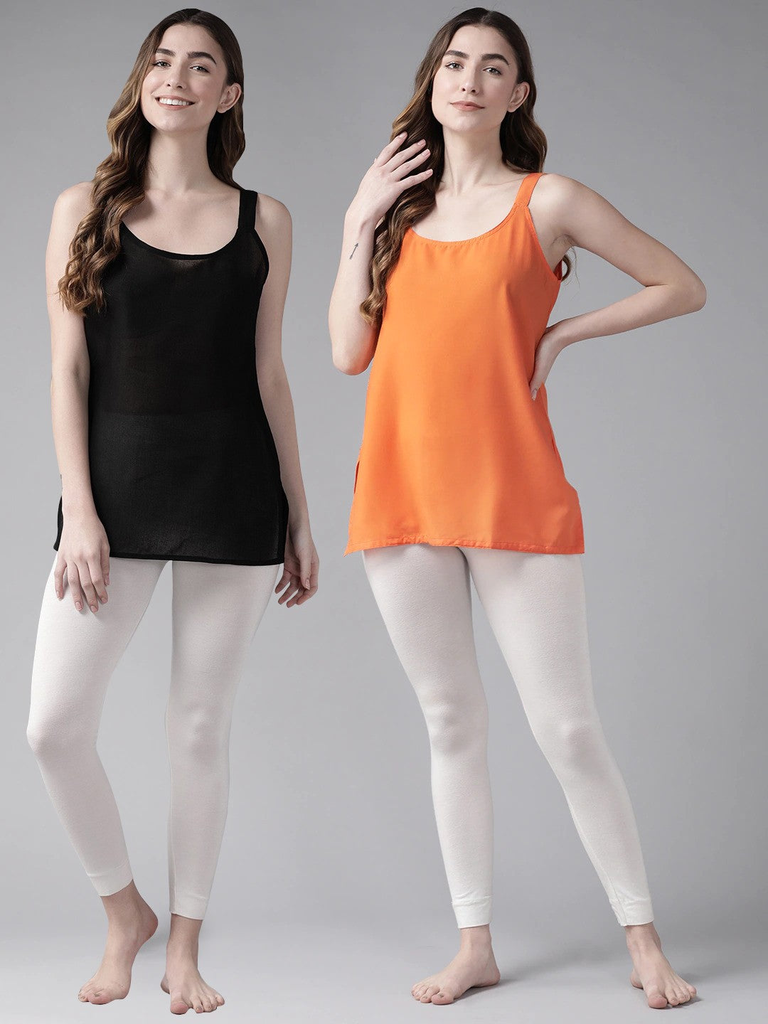 Ada Black and Orange Cotton Short Slips Combo of 2 A111155.