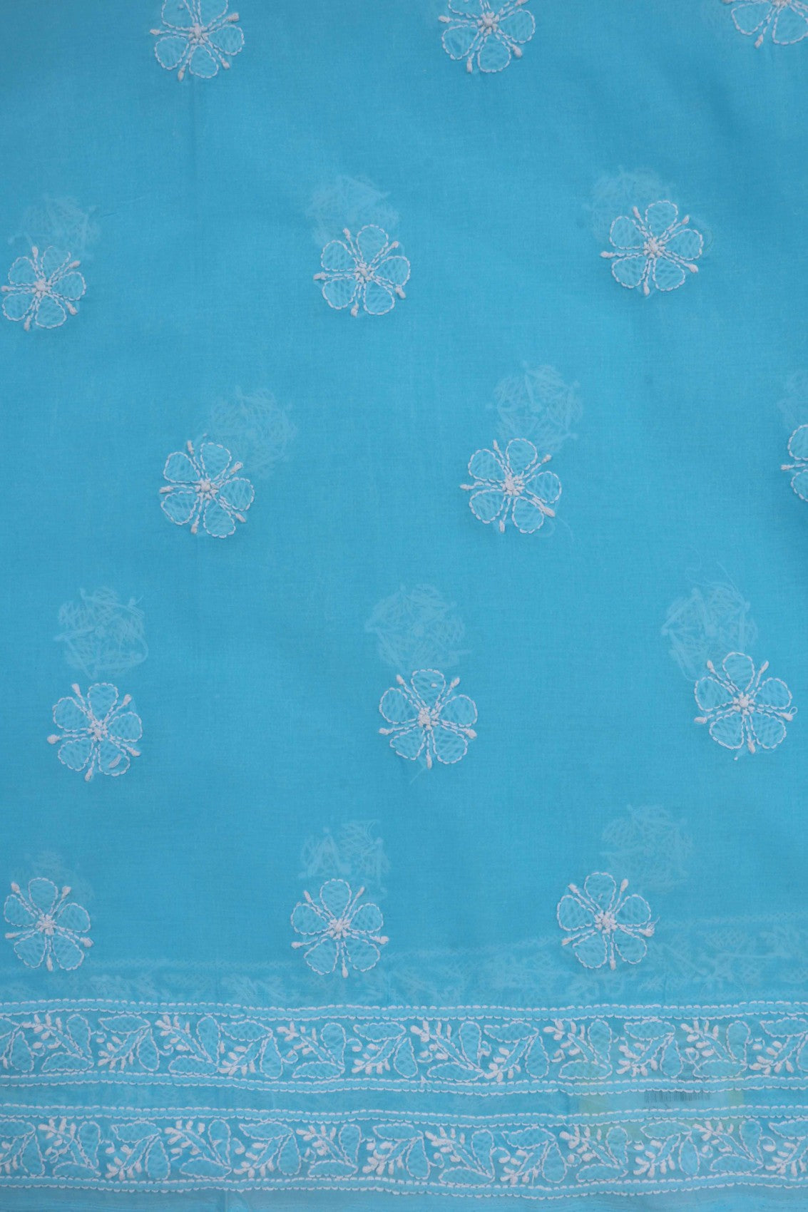 Ada Hand Embroidered Sky Blue Cotton Lucknowi Chikan Unstitched Suit Piece A495590