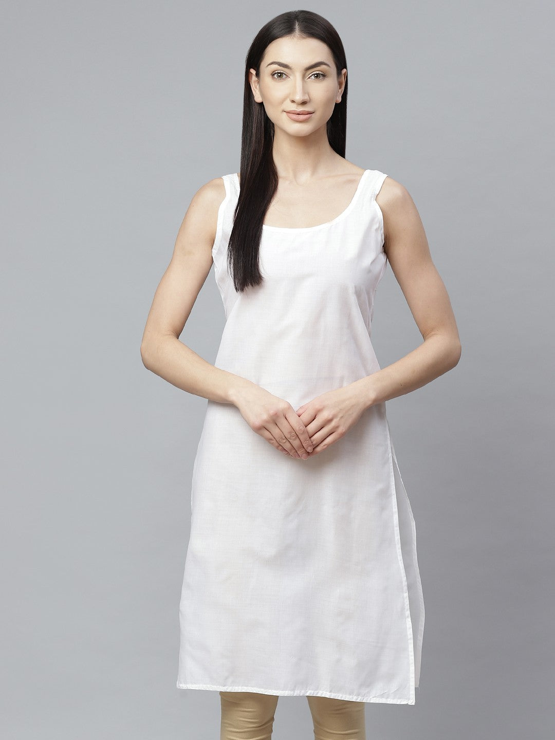 Ada Red and White Cotton Long Slips Combo of 2  A301831.