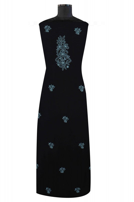 Ada Hand Embroidered Black Georgette Lucknowi Chikankari Unstitched Suit Piece 01A120728