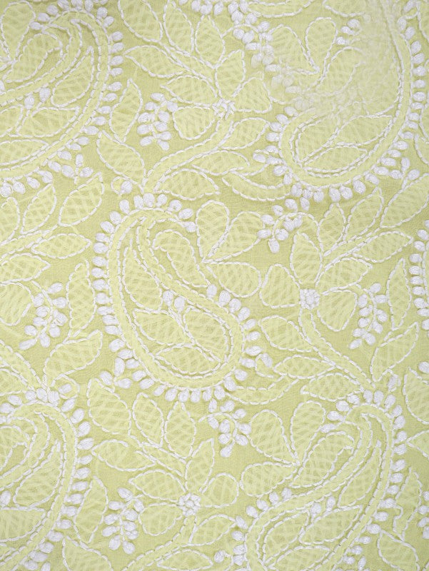 Ada Hand Embroidered Lemon Cotton Lucknowi Chikankari Unstitched Suit Piece 01A197630