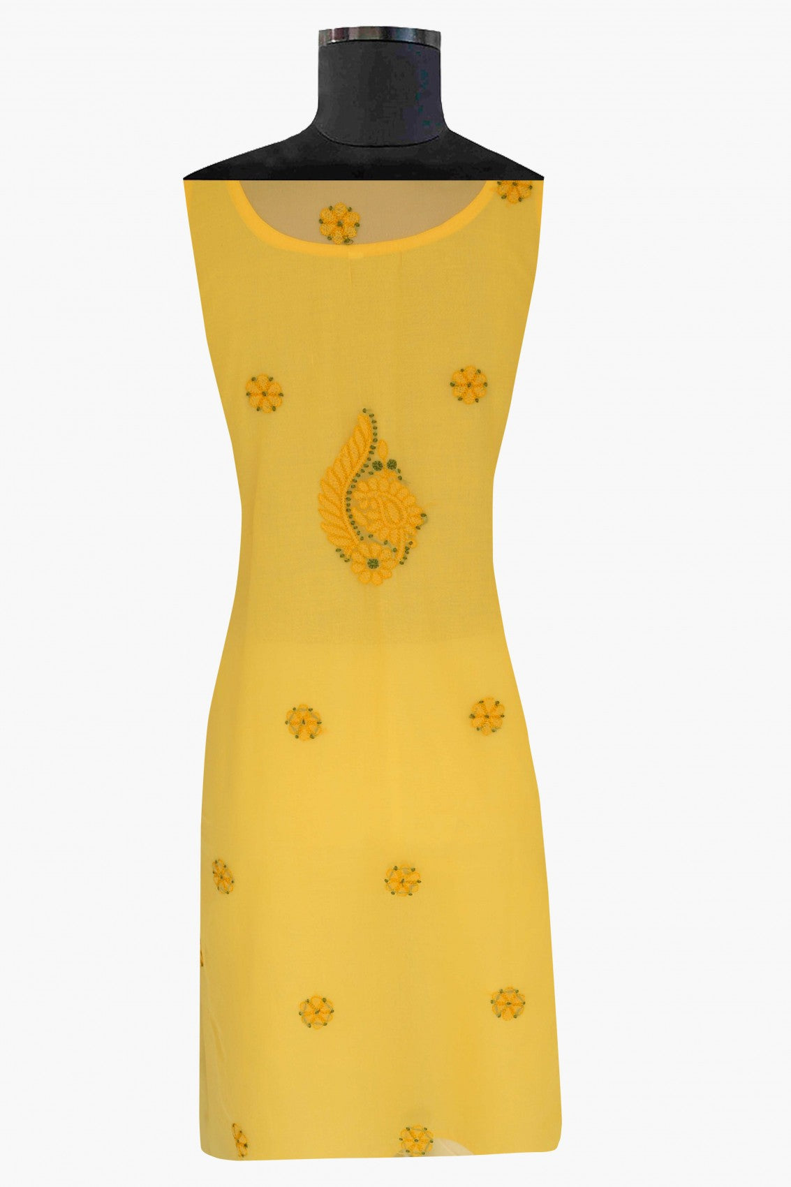 Ada Hand Embroidered Yellow Georgette Lucknowi Chikankari Unstitched Suit Piece A211189