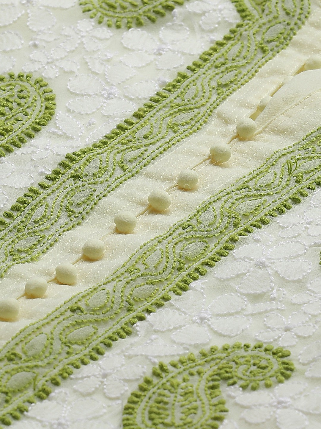 Ada Hand Embroidered Lemon Georgette Lucknowi Chikankari Straight Kurta A227215