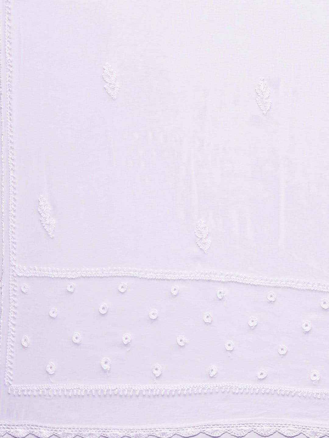 Ada Hand Embroidered White Chiffon Lucknowi Chikankari Dupatta– A511121