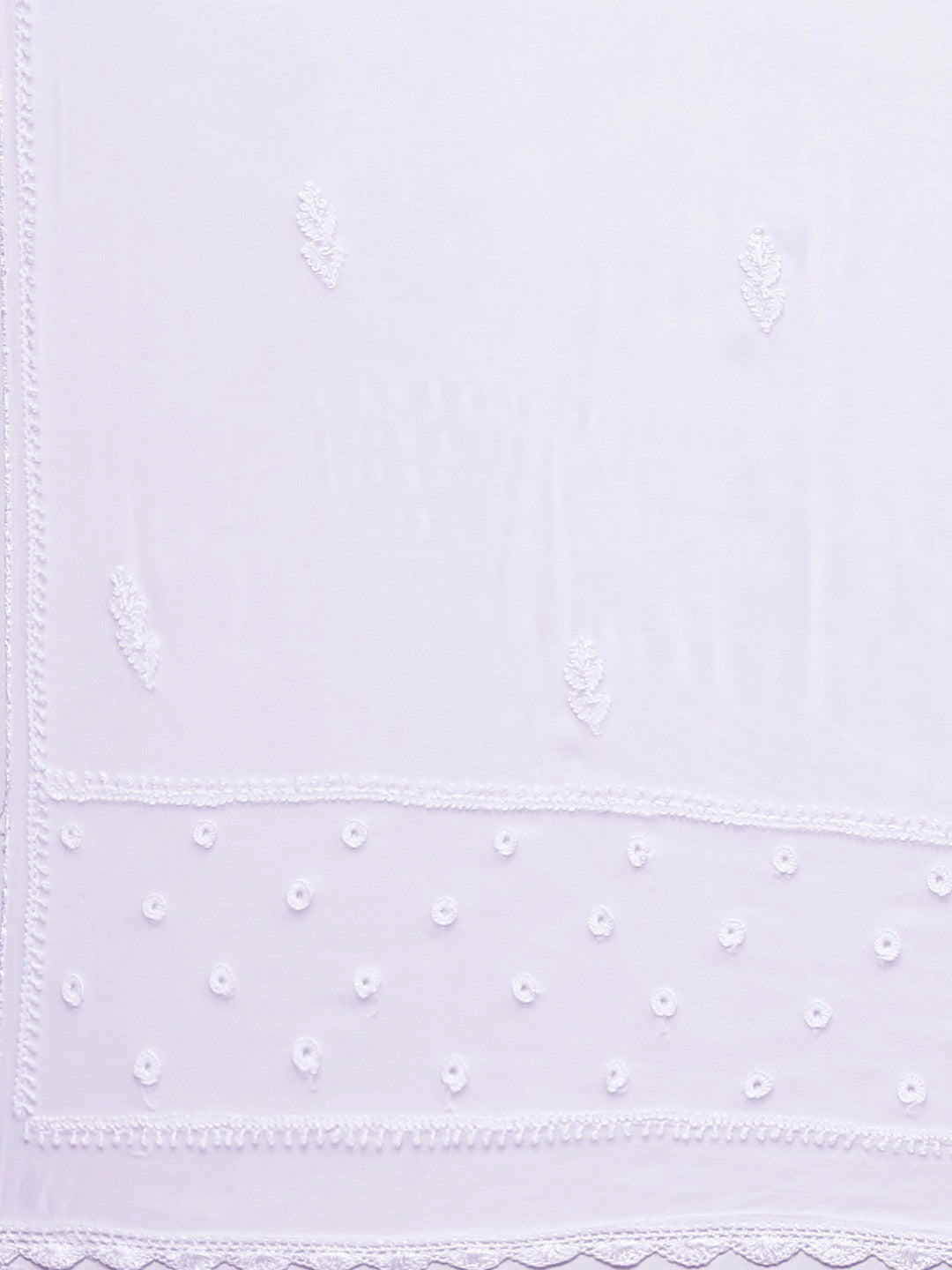 Ada Hand Embroidered White Chiffon Lucknowi Chikankari Dupatta– A511121
