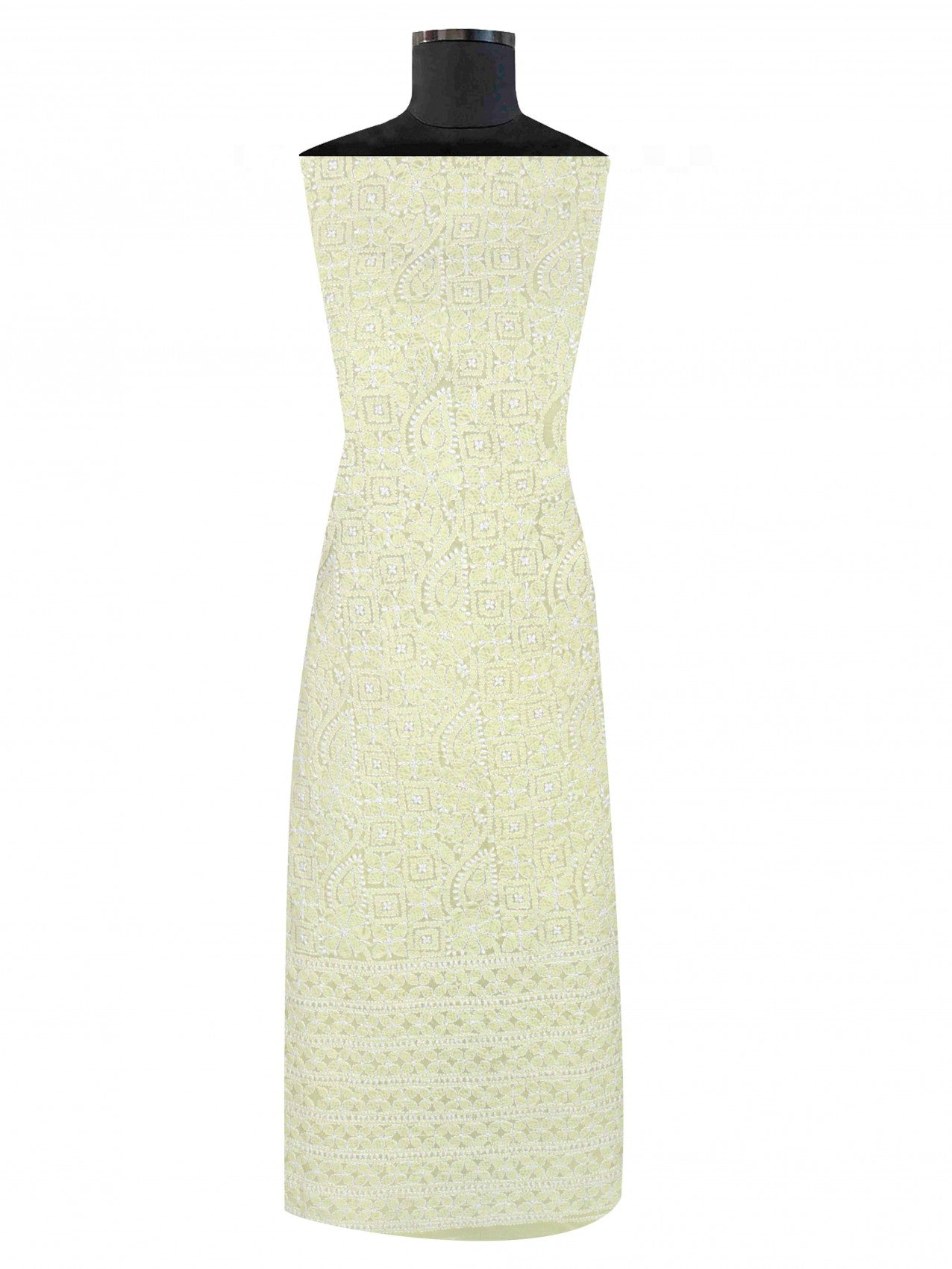 Ada Hand Embroidered Lemon Cotton Lucknowi Chikankari Unstitched Suit Piece 01A184367