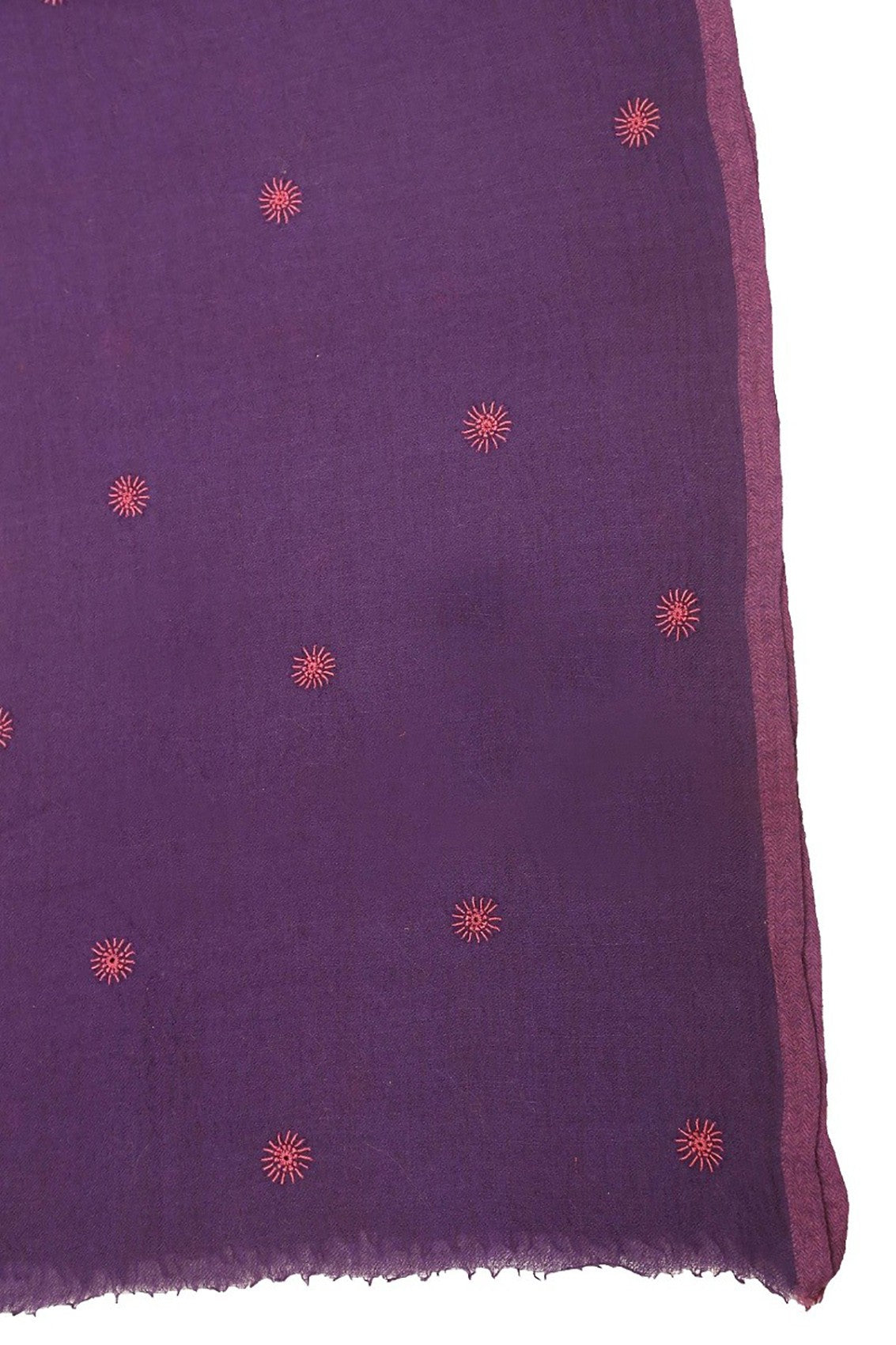Ada Hand Embroidered EggPlant Purple Pashmina Lucknowi Chikankari Stole A429380
