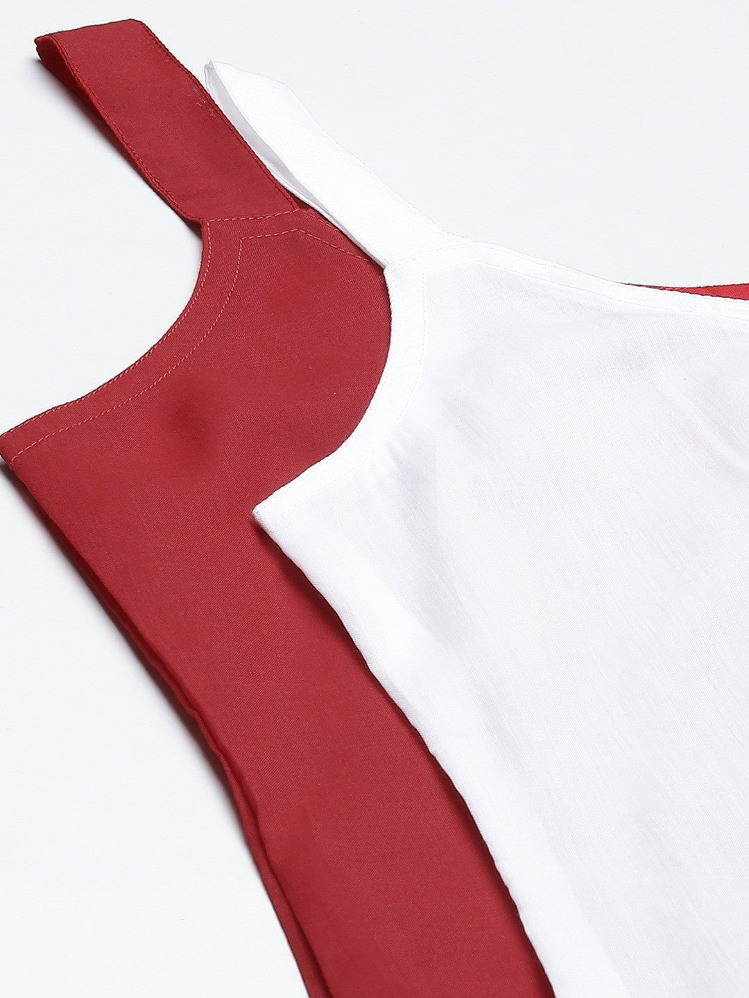 Ada White & Red Cotton Short Slips Combo of 2 A111176.