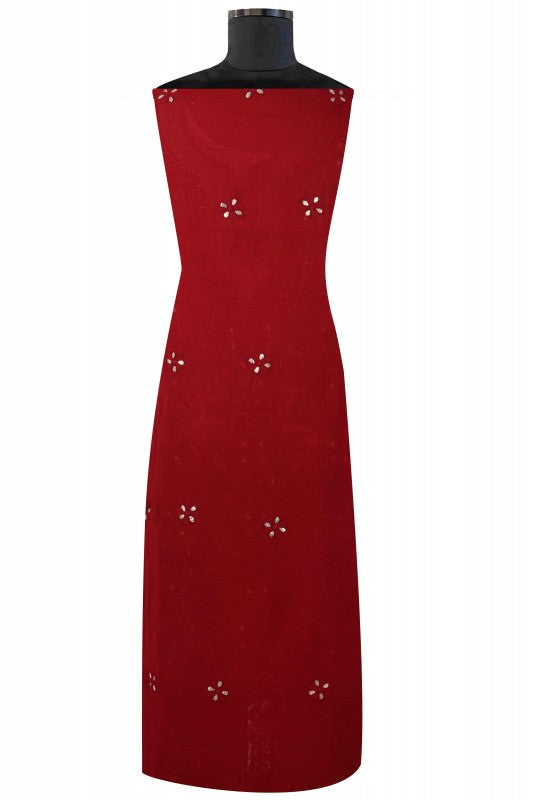Ada Hand Embroidered Maroon Georgette Lucknowi Chikan Unstitched Kurta Piece With Gota Patti Work A330482