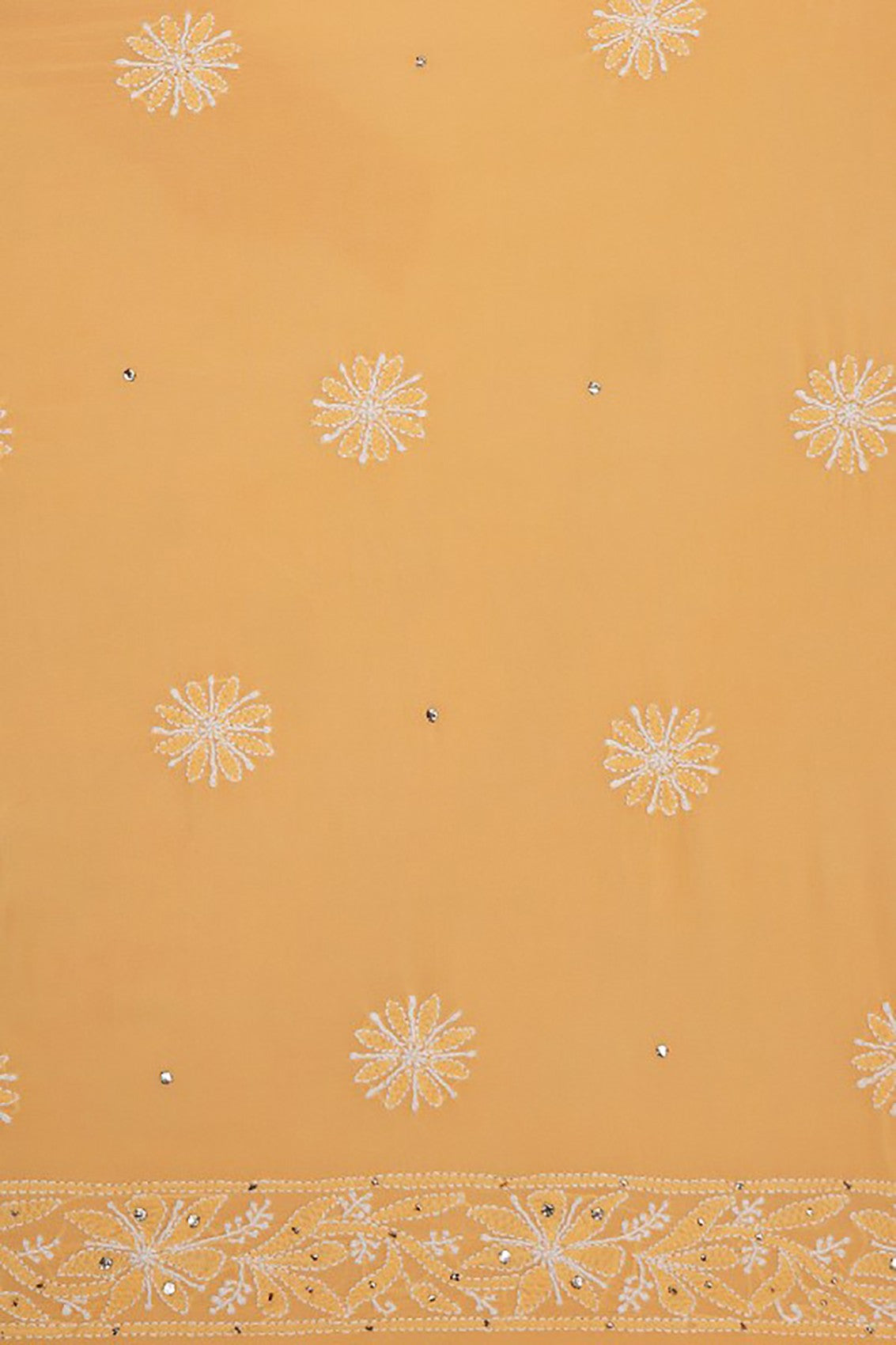 Ada Hand Embroidered Yellow Pure Georgette Lucknowi Chikankari Unstitched Kurta Dupatta Set With Muqaish Work A608024