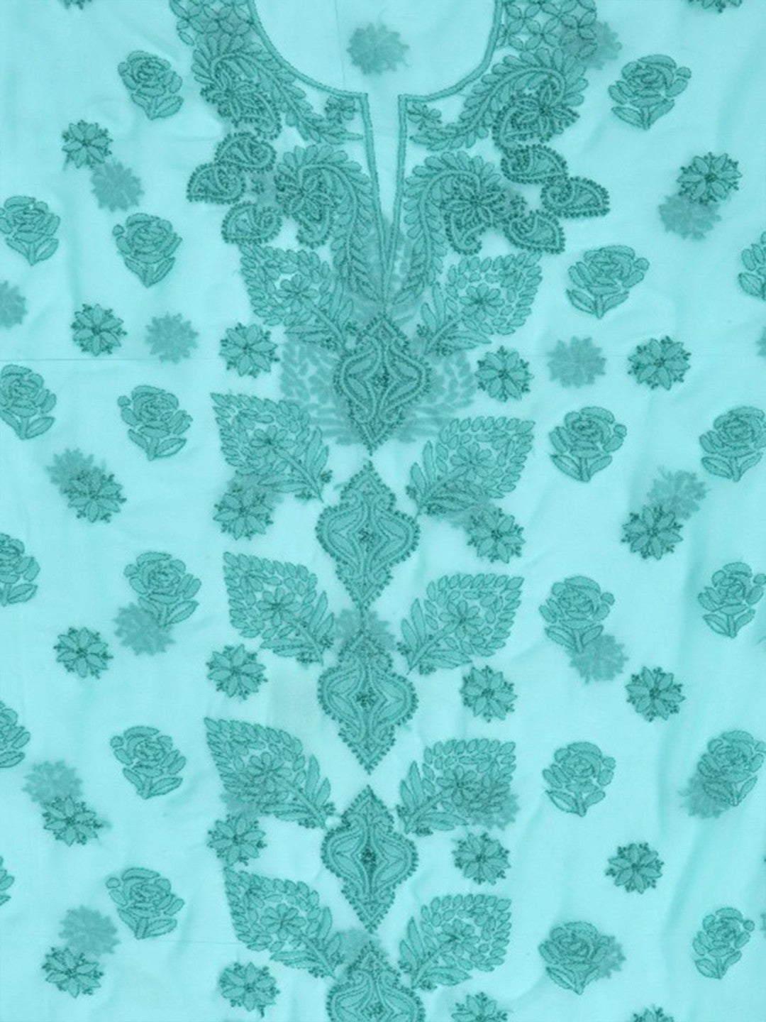 Ada Hand Embroidered Sea Green Georgette Lucknowi Chikan Unstitched Suit Piece A211223