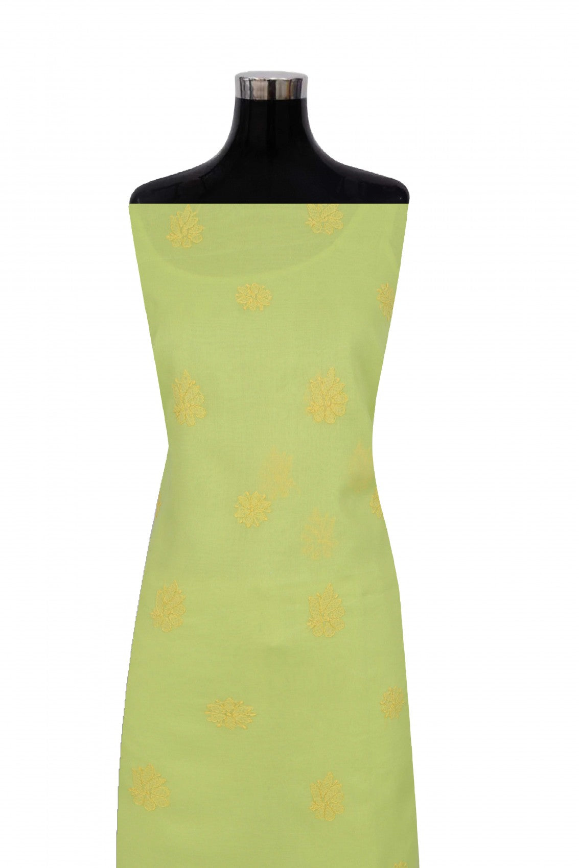 Ada Hand Embroidered Parrot Green Cotton Lucknowi Chikankari Unstitched Suit Piece 01A202407