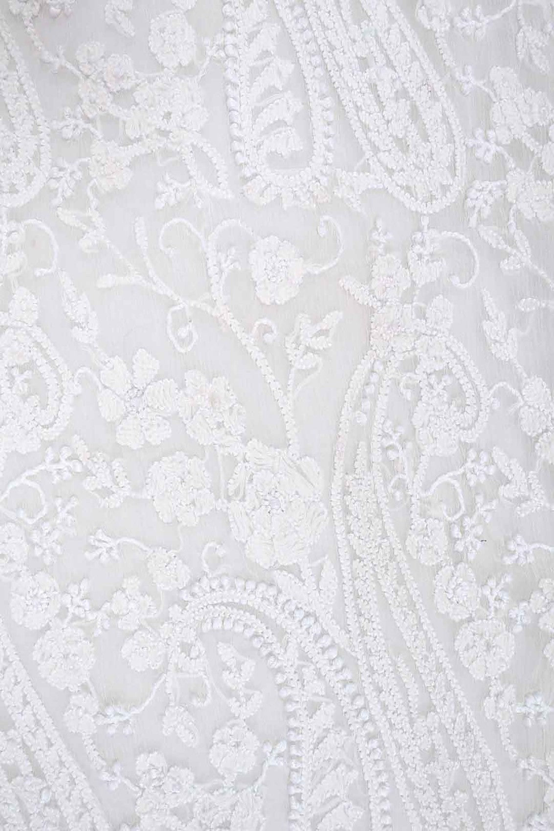 Ada Hand Embroidered White Chiffon Lucknowi Chikankari Unstitched Kurta Piece A94869