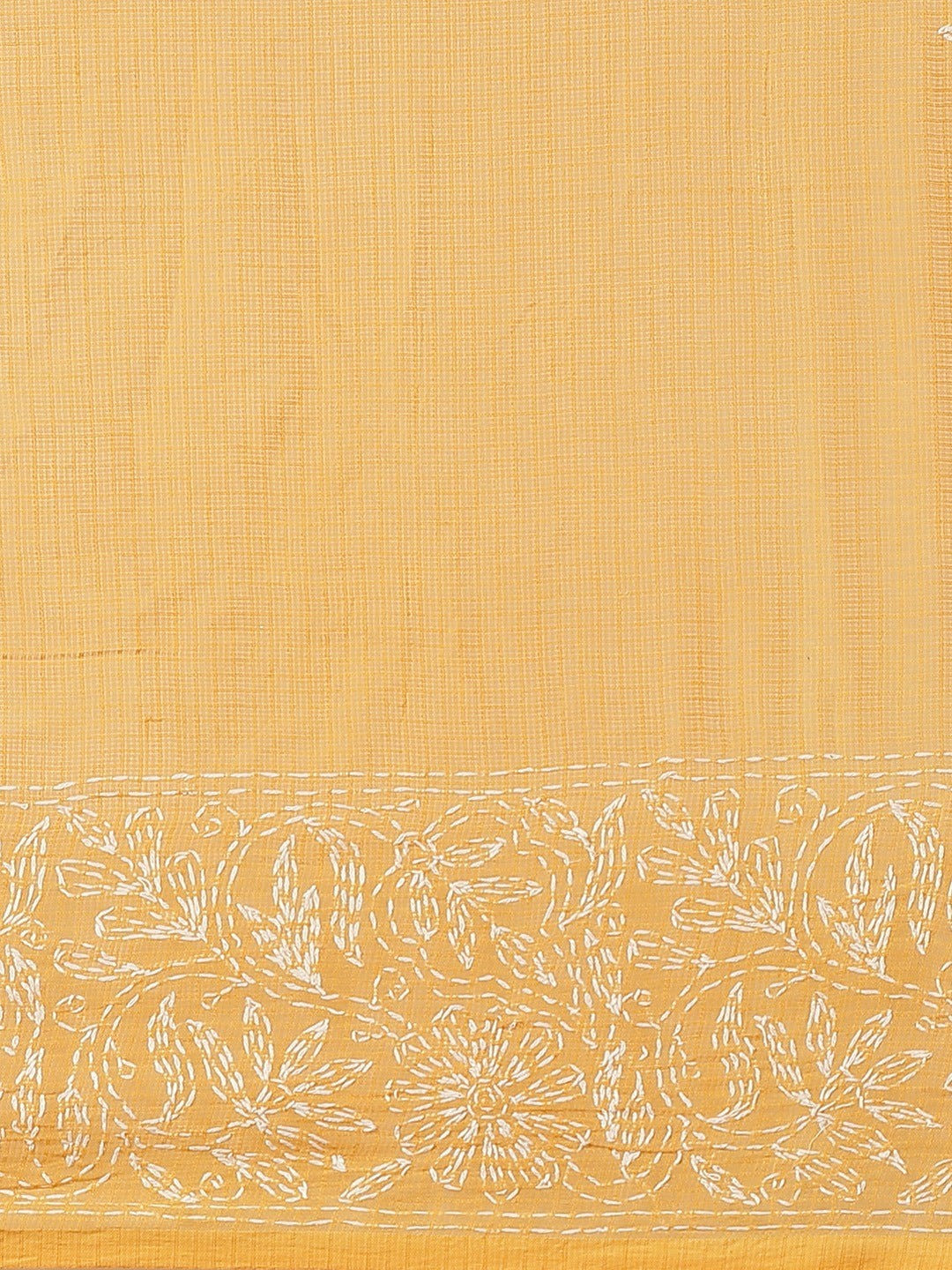 Ada Hand Embroidered Mustard Kota Lucknow Chikan Saree With Blouse- A311115