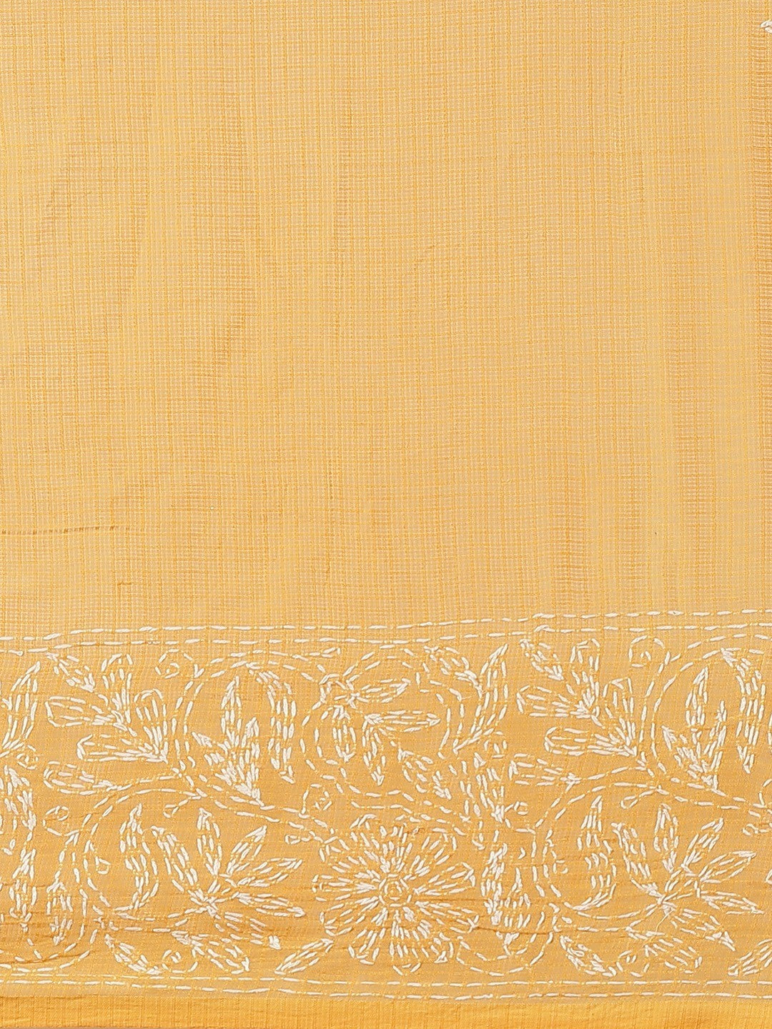 Ada Hand Embroidered Mustard Kota Lucknow Chikan Saree With Blouse- A311115