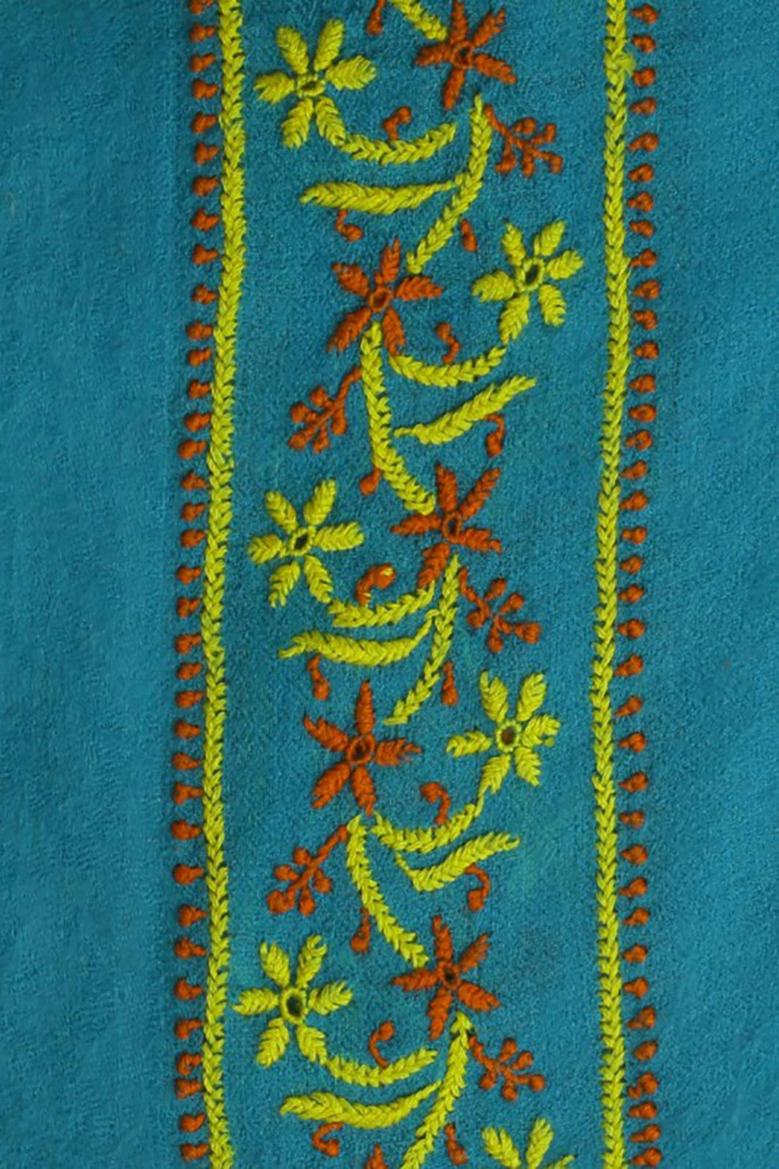 Ada Hand Embroidered Turquoise Blue Pashmina Lucknowi Chikankari Stole A425207