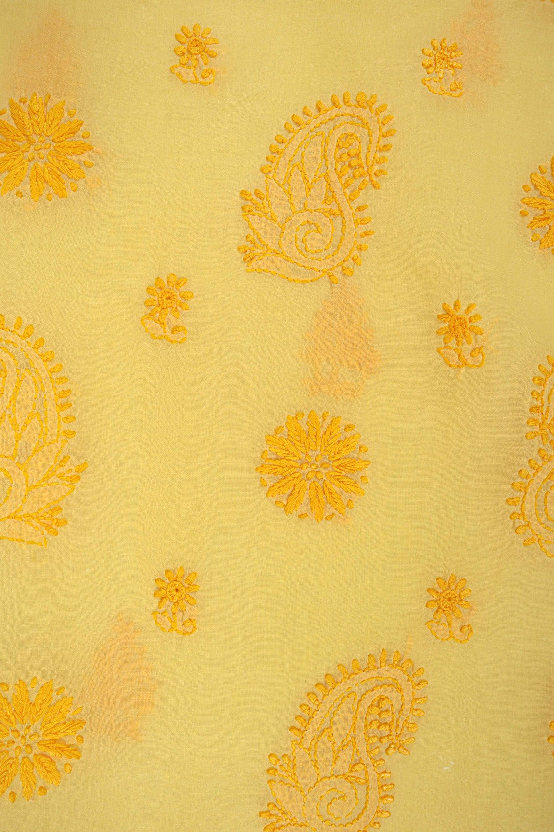 Ada Hand Embroidered Yellow Cotton Lucknowi Chikankari Unstitched Suit Piece 01A179333