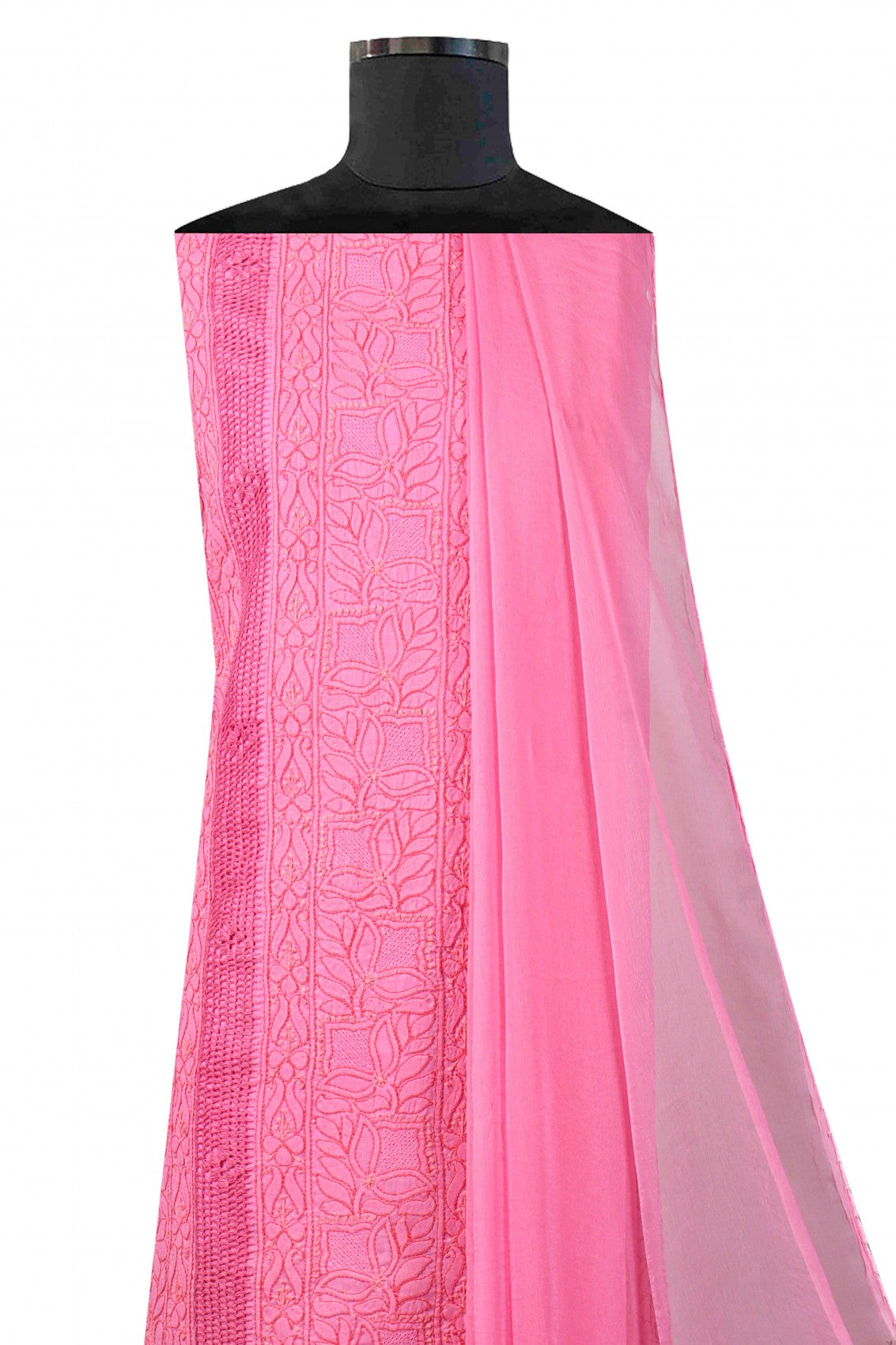 Ada Hand Embroidered Onion Pink Cotton Lucknowi Chikankari Unstitched Suit Piece A473709