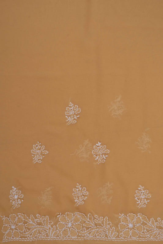 Ada Hand Embroidered Fawn Georgette Lucknowi Chikankari Saree With Blouse A267733