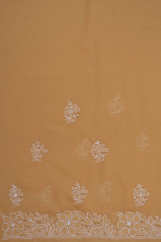 Ada Hand Embroidered Fawn Georgette Lucknowi Chikankari Saree With Blouse A267733
