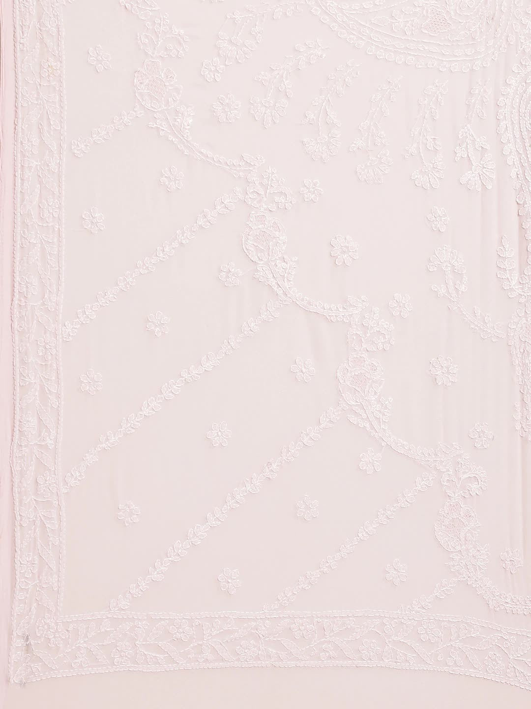 Ada Hand Embroidered Pink Georgette Lucknow Chikan Saree With Blouse- A183172