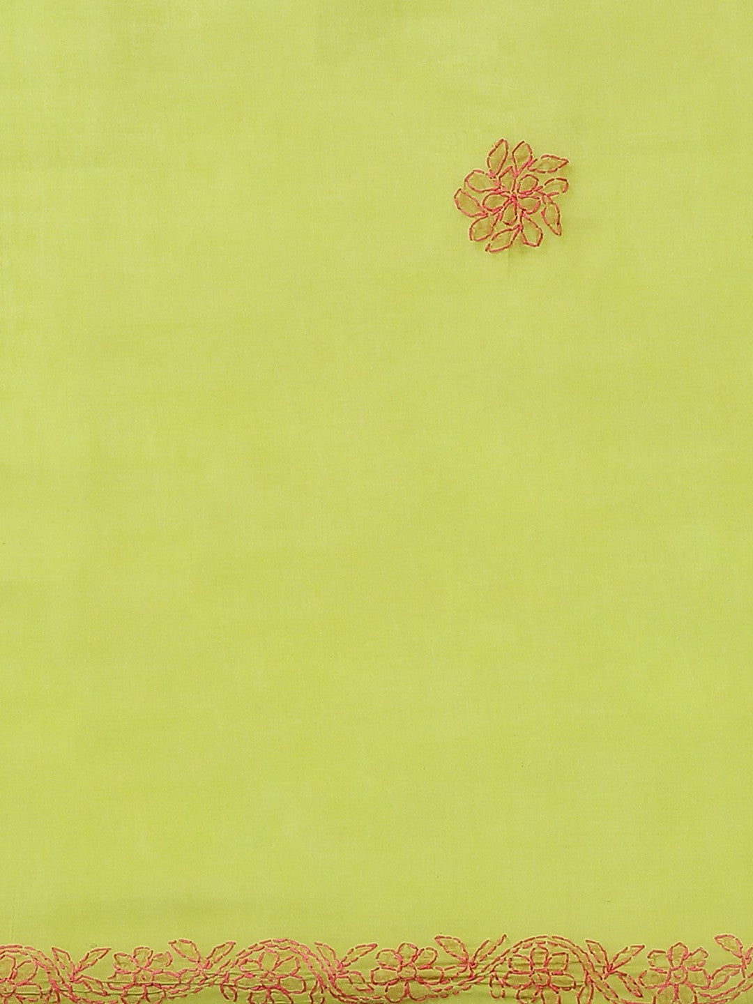Ada Hand Embroidered Green Cotton Lucknow Chikan Saree With Blouse-A311220