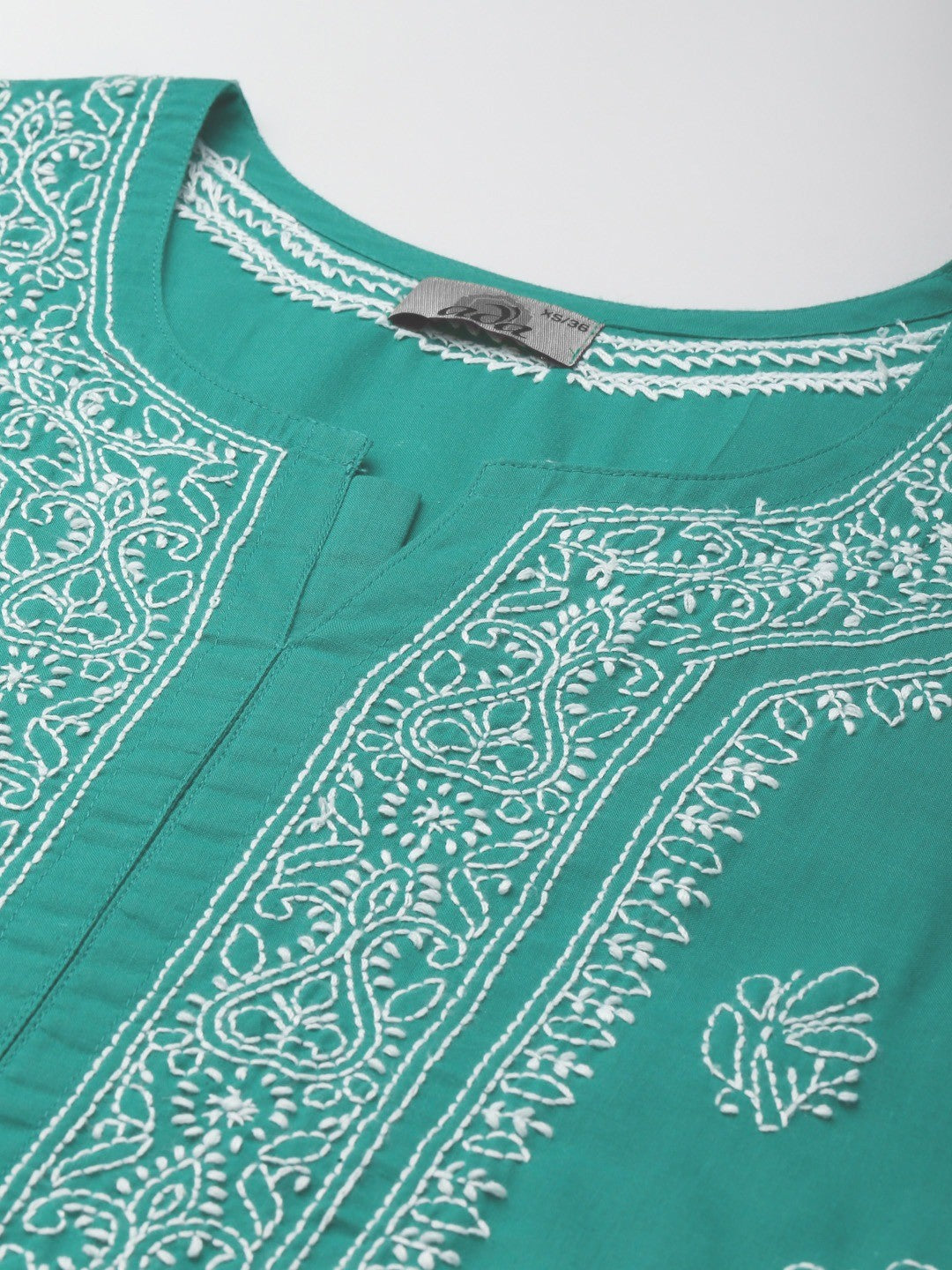 Ada Hand Embroidered Dark Green Cotton Lucknow Chikankari Kurta A411368