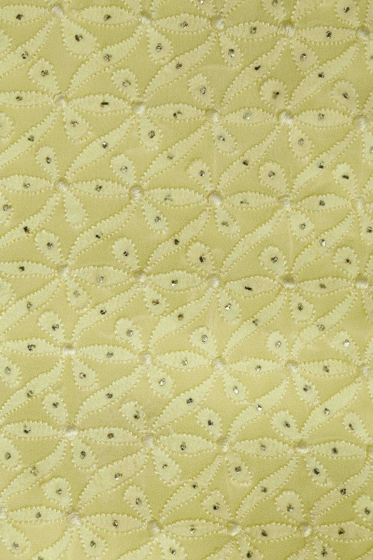 Ada Hand Embroidered Lemon Georgette Chikan Unstitched Kurta Piece With Muqaish Work A559930