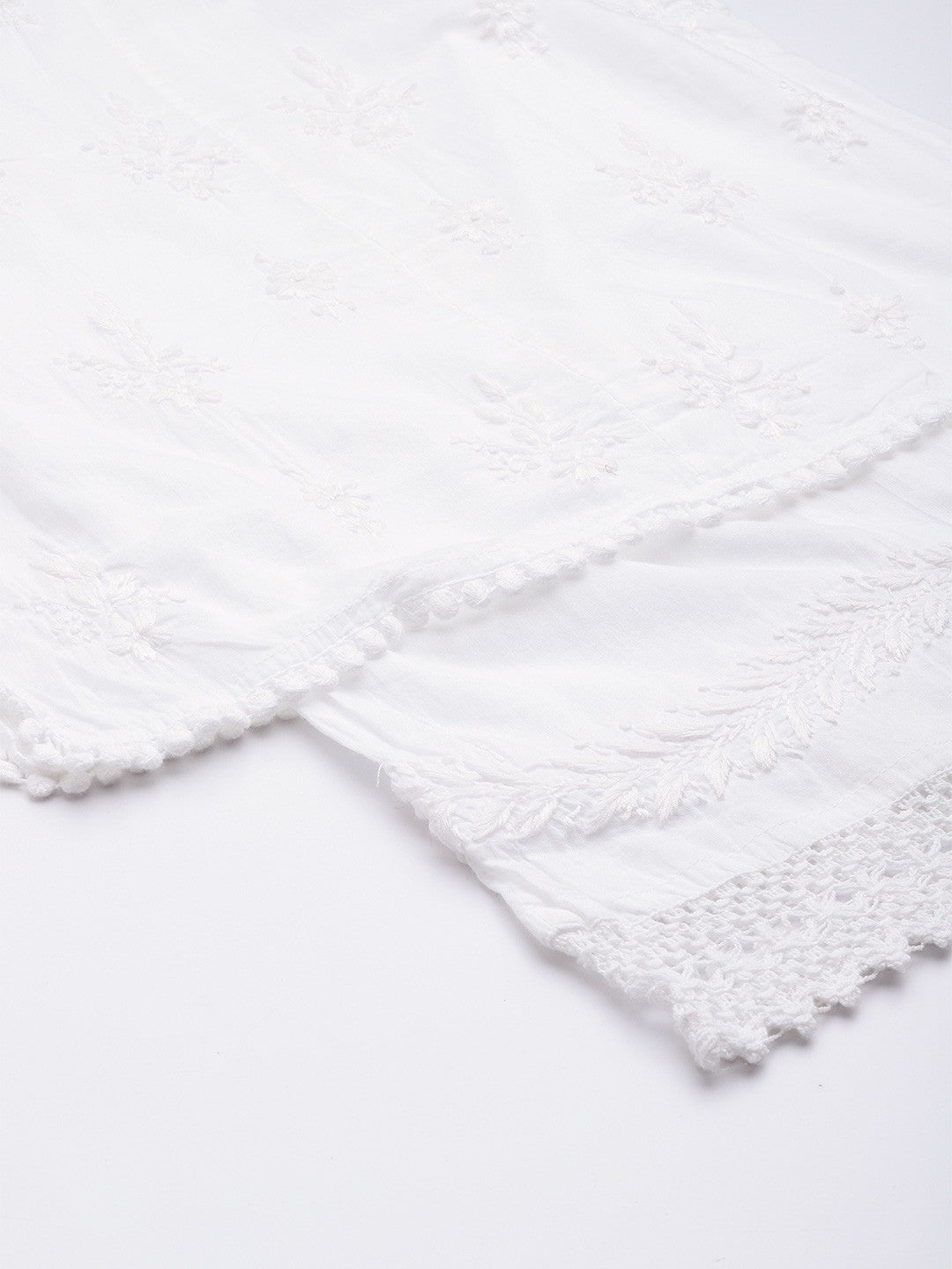 Ada Hand Embroidered White Cotton Lucknowi Chikankari Palazzo A711131