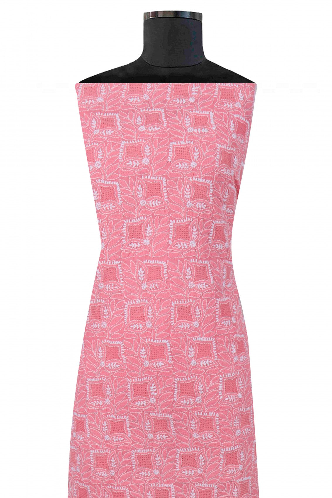 Ada Hand Embroidered Pink Cotton Lucknowi Chikankari Unstitched Suit Piece 01A23696