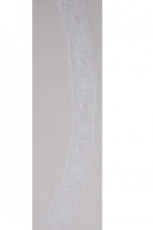 Ada Hand Embroidered White Pure Georgette Lucknowi Chikan Unstitched Men's Kurta Piece- A163836
