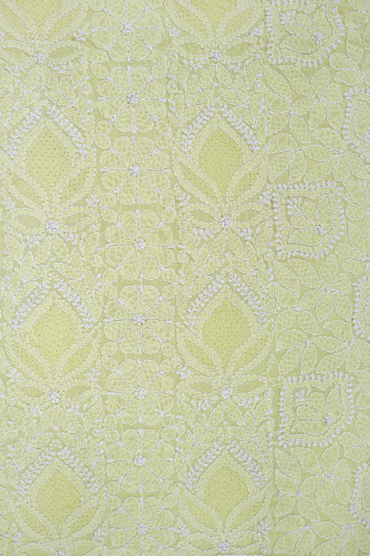 Ada Hand Embroidered Lemon Cotton Lucknowi Chikankari Unstitched Suit Piece 01A166714