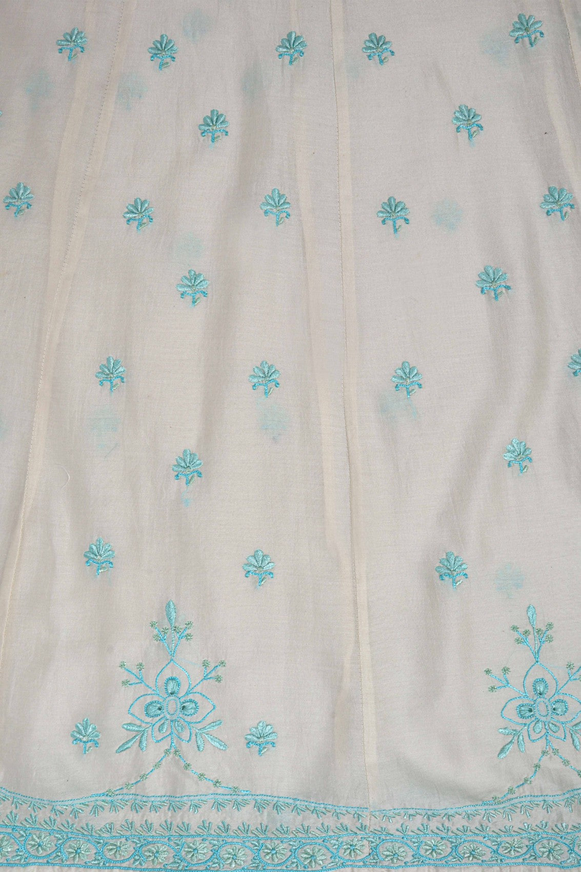 Ada Hand Embroidered Off White Silk Lucknowi Chikankari Semi-Stitched Anarkali Kurta Piece A422554