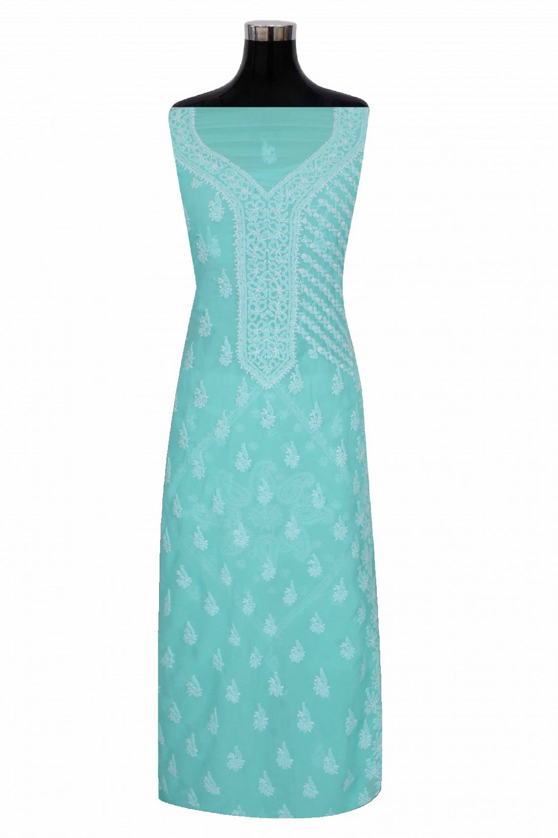 Ada Hand Embroidered Sea Green Georgette Lucknowi Chikankari Unstitched Suit Piece A615333