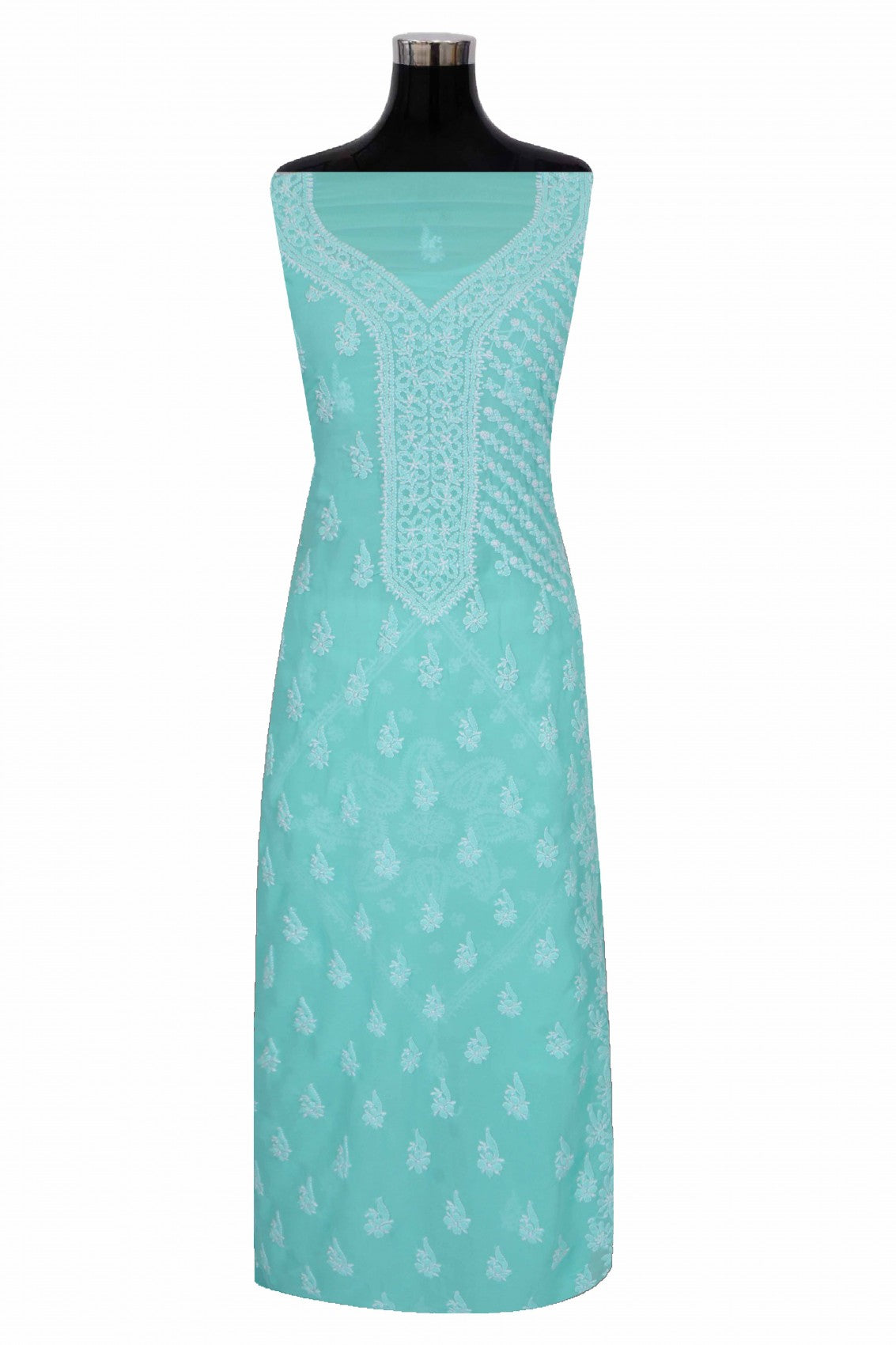 Ada Hand Embroidered Sea Green Georgette Lucknowi Chikankari Unstitched Suit Piece A615333