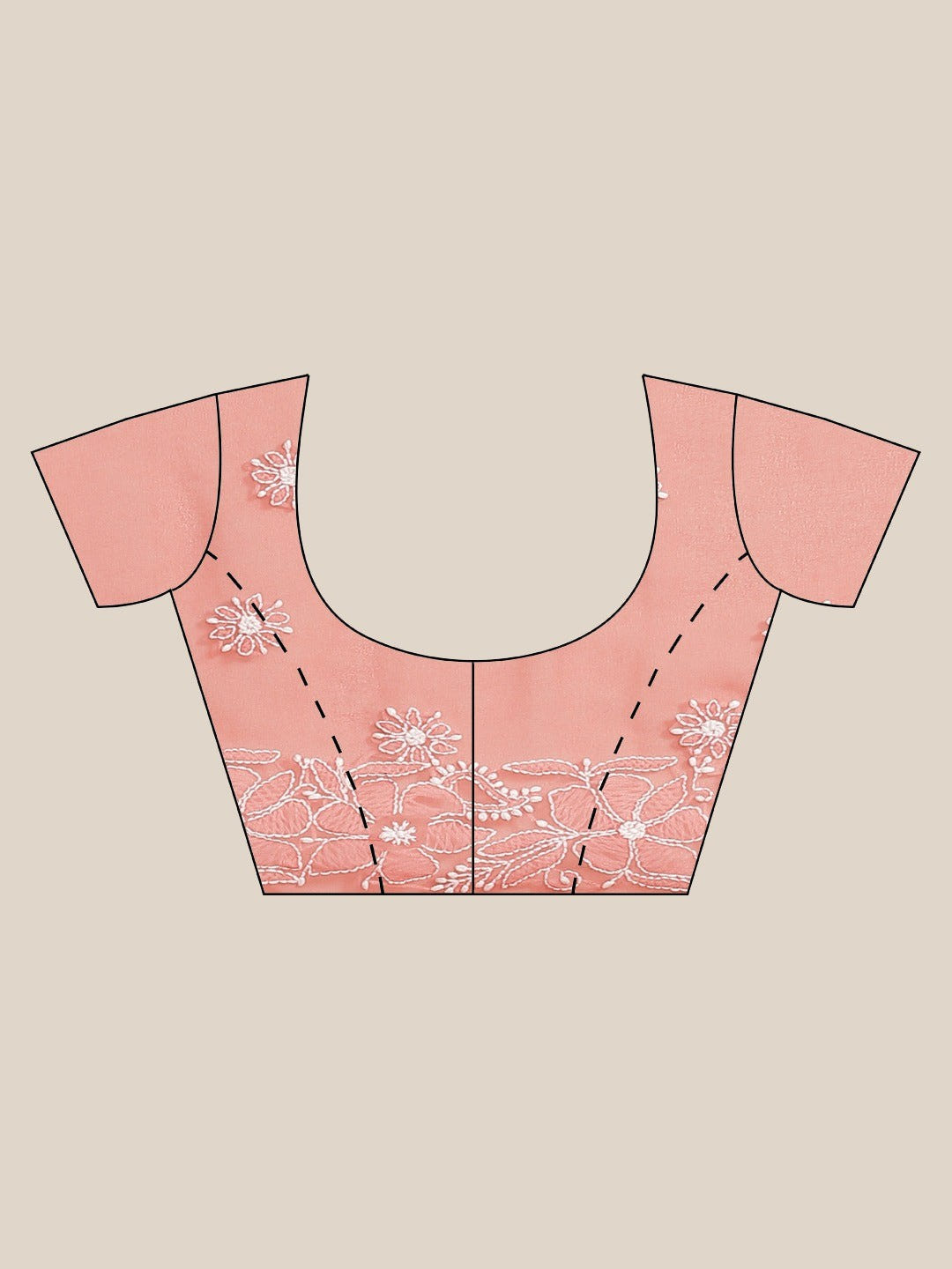 Ada Hand Embroidered Carrot Pink Goergette Lucknowi Chikankari Saree with Blouse A204916