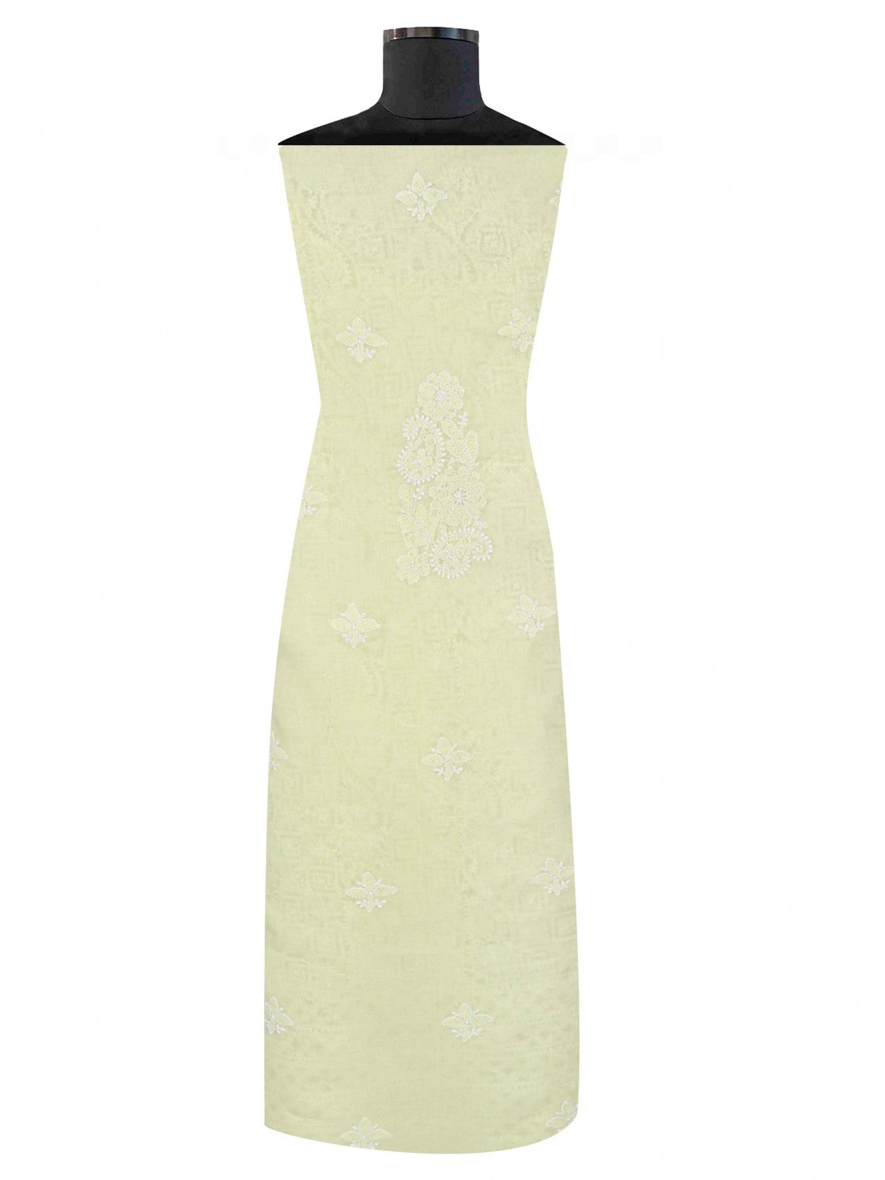 Ada Hand Embroidered Lemon Cotton Lucknowi Chikankari Unstitched Suit Piece 01A184367