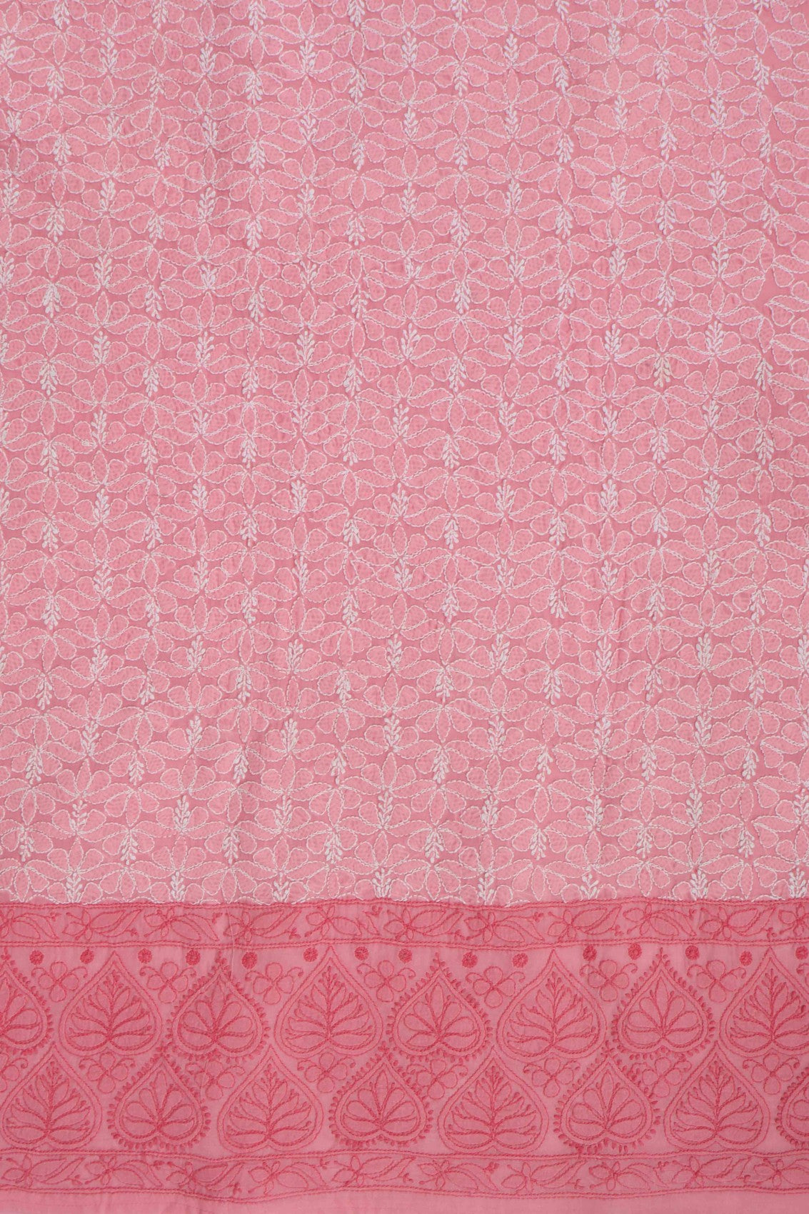 Ada Hand Embroidered Salmon Peach Cotton Lucknowi Chikankari Unstitched Suit Piece 01A189030