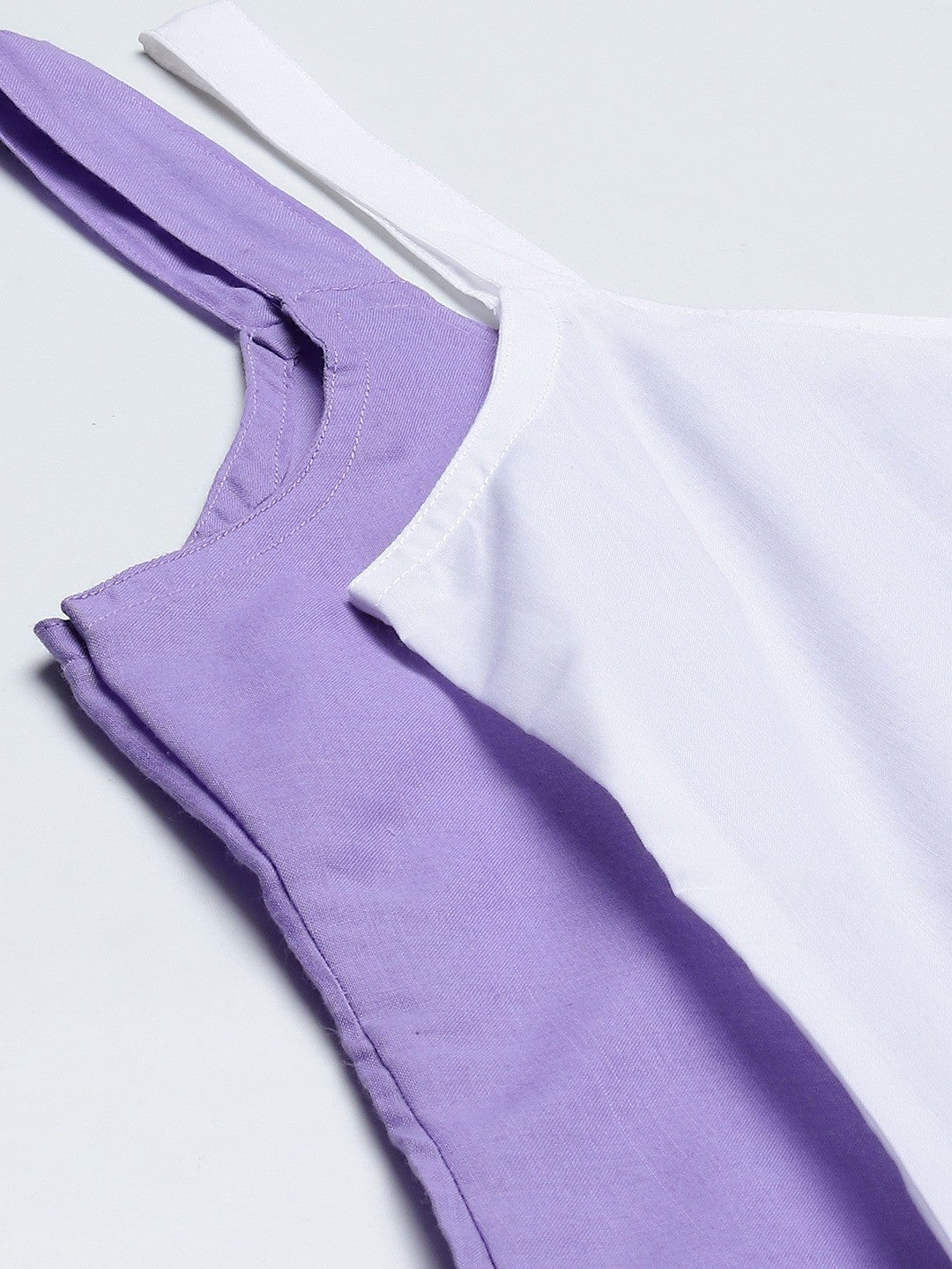 Ada White & Mauve Cotton Short Slips Combo of 2 A111172.