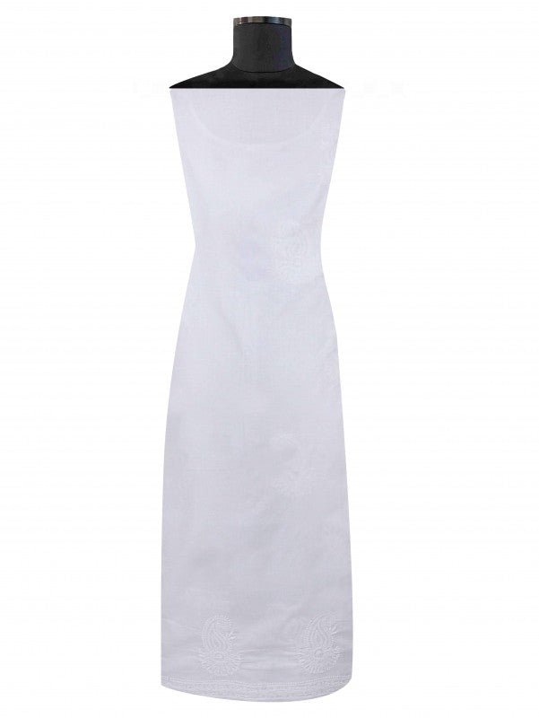 Ada Hand Embroidered White Cotton Lucknowi Chikankari Unstitched Kurta Piece A108917