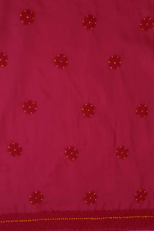 Ada Hand Embroidered Magenta Georgette Lucknowi Chikankari Unstitched Suit Piece A211187