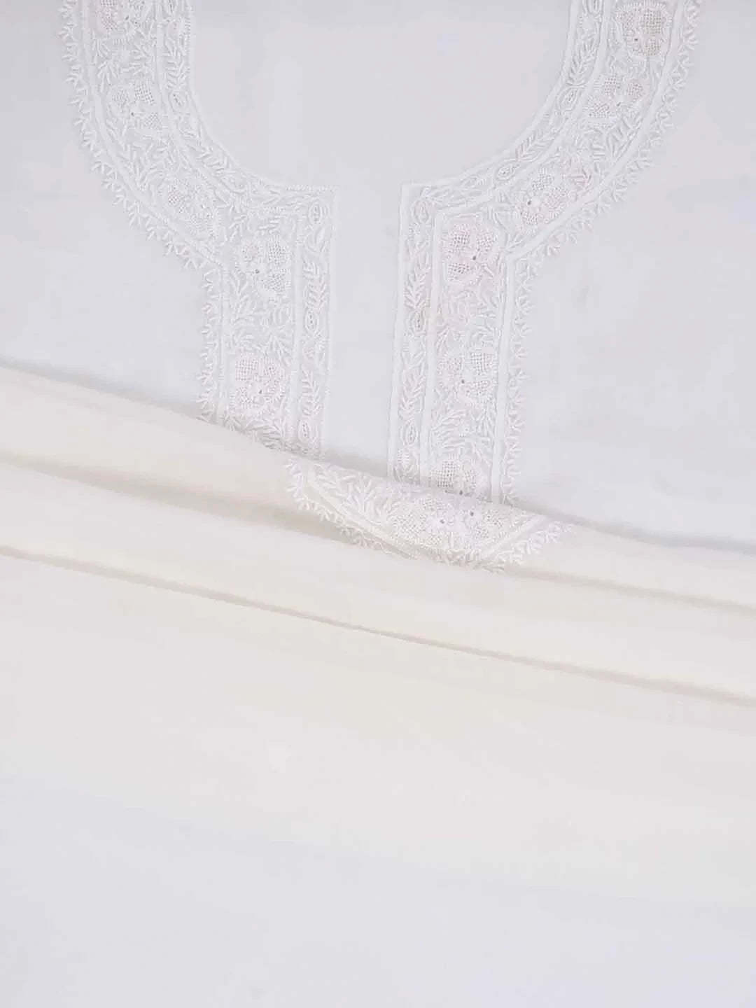 Ada Hand Embroidered White Pure Georgette Lucknowi Chikankari Unstitched Kurta Piece A306199