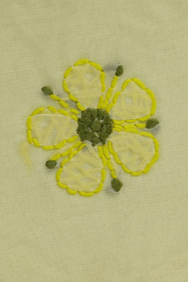 Ada Hand Embroidered Yellow Cotton Lucknowi Chikankari Table Coaster A611636