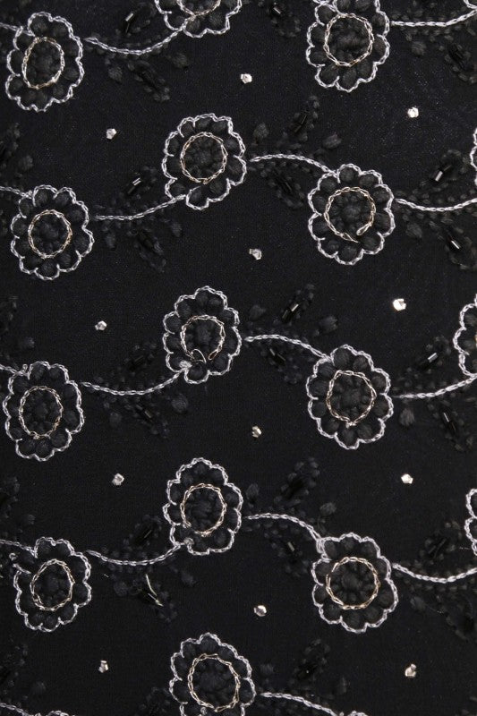 Ada Hand Embroidered Black Pure Georgette Lucknow Chikankari Clutch With Muqaish Work-A605998