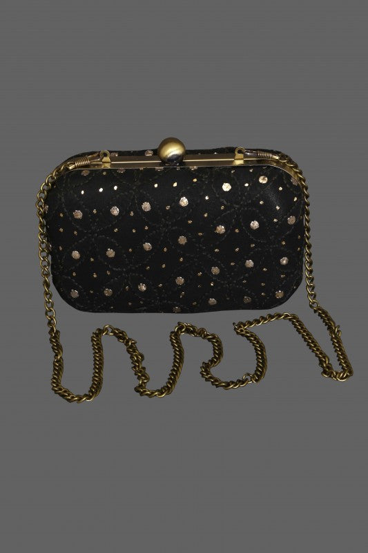 Ada Hand Embroidered Black Pure Georgette Lucknow Chikankari Clutch With Muqaish Work-A606033