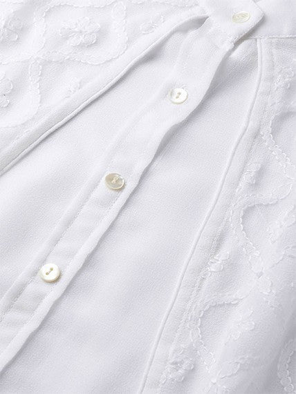 Ada Hand Embroidered White Faux Georgette Lucknowi Chikankari Top A100234