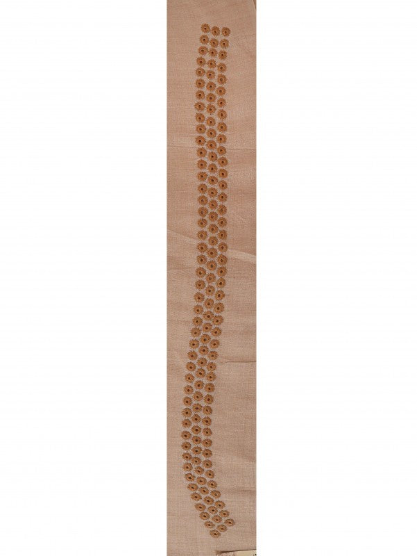 Ada Hand Embroidered Natural Fawn Moonga Silk Lucknowi Chikankari Unstitched Men's Kurta Piece 01A5445