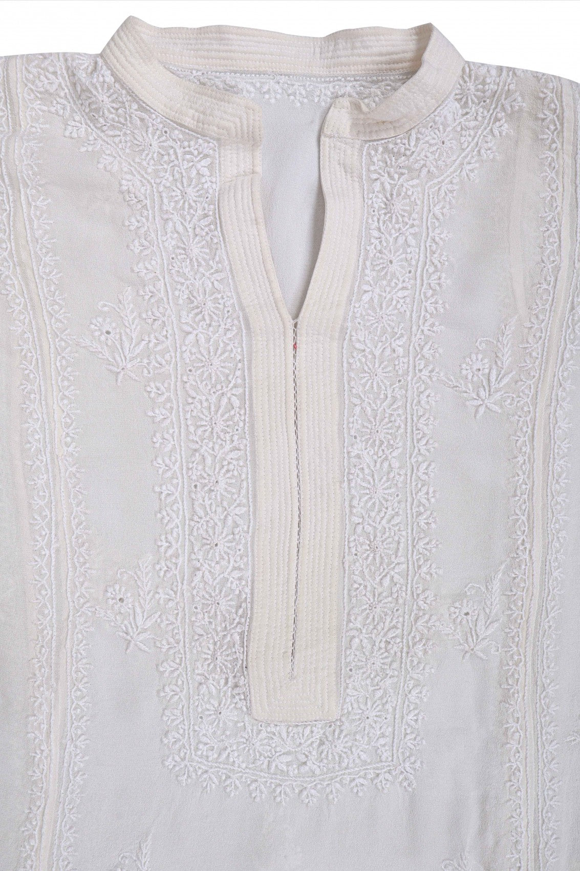 Ada Hand Embroidered Off White Pure Georgette Lucknowi Chikankari Semi-Stitched Kurta Piece A484764