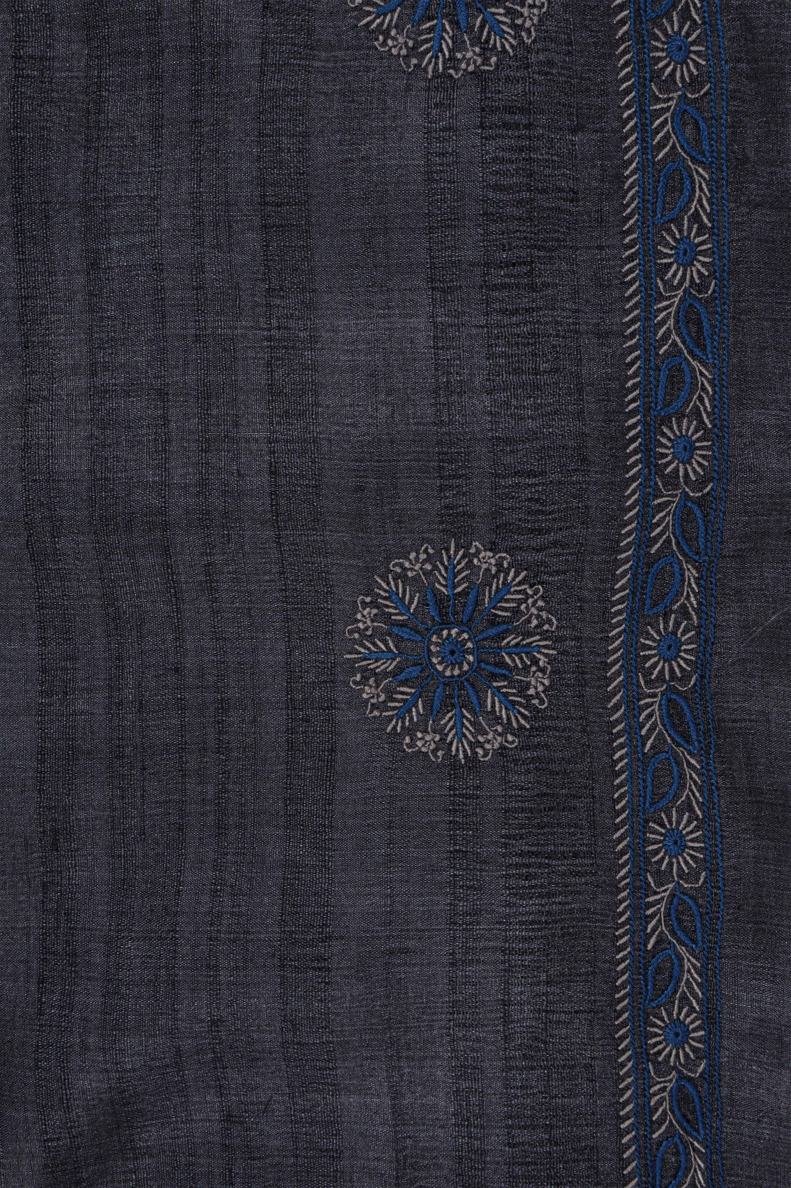 Ada Hand Embroidered Iron Grey Silk Lucknowi Chikankari Dupatta 01A116504