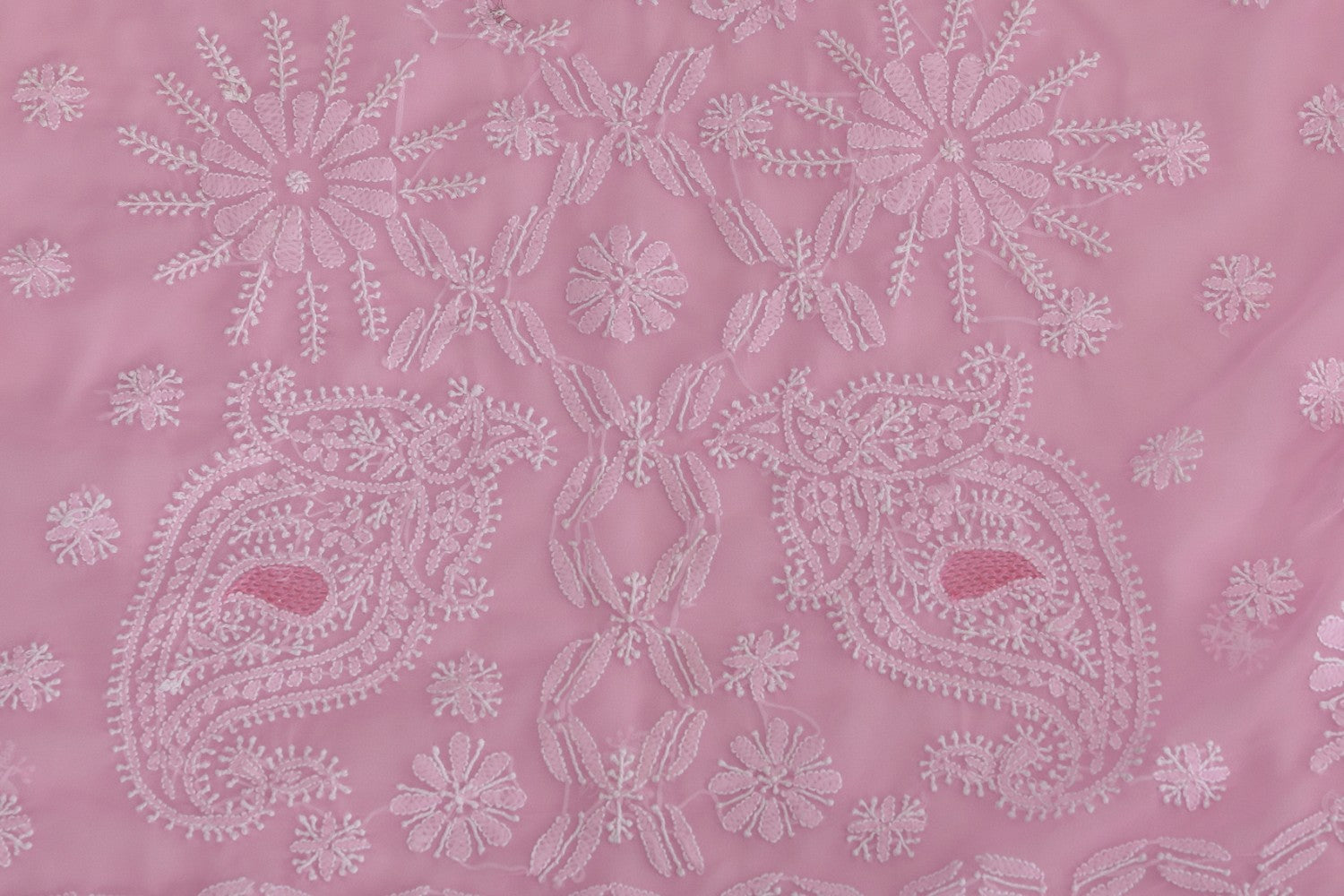 Ada Hand Embroidered Pink Georgette Lucknow Chikan Saree with Blouse A129553